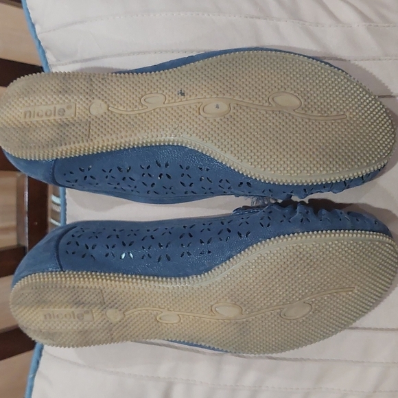 Nicole Shoes Nicole Laser Cut Blue Loafers Poshmark